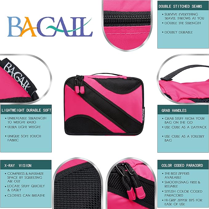 BAGAIL 6 Set Packing Cubes,Travel Luggage Packing Organizers