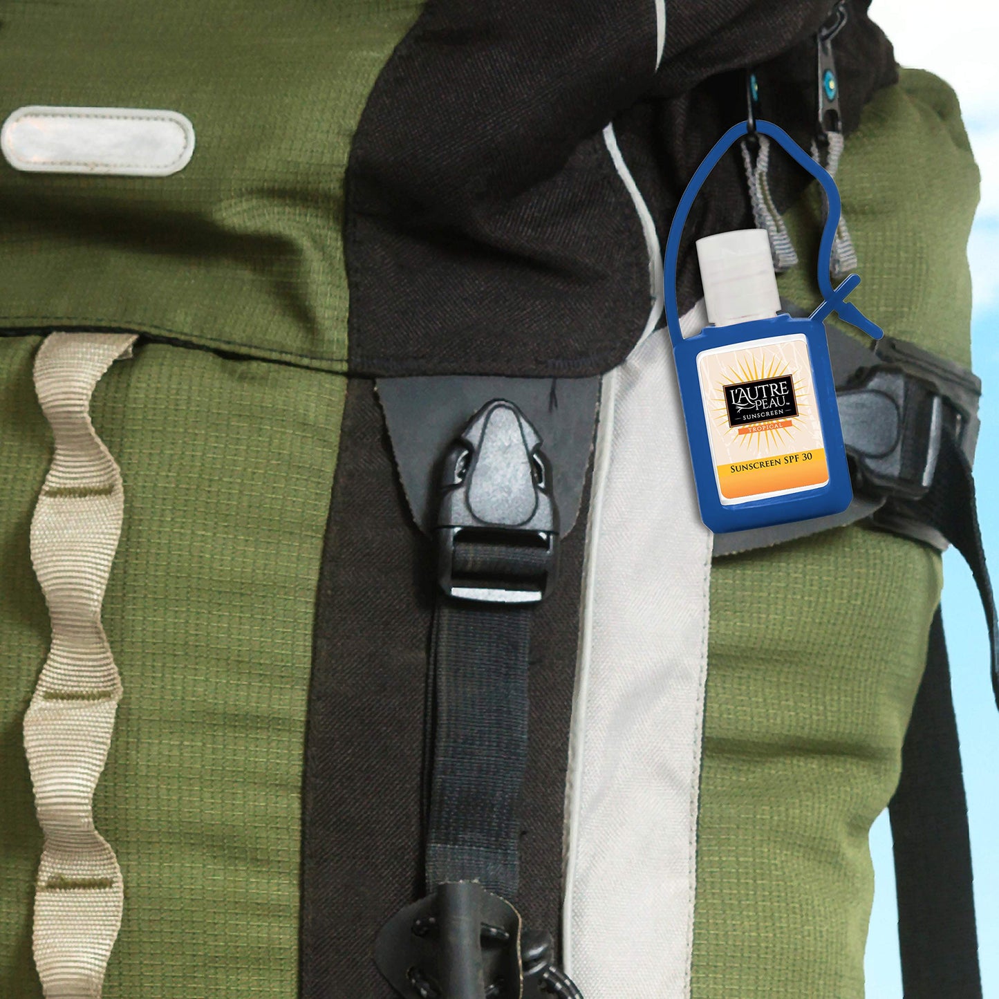 SPF 30 Sunscreen Multi-Pack by L'AUTRE PEAU | Travel Size Sunscreen for Men, Women & Kids | Non-Greasy, Water Resistant | Tropical Scent | TSA Approved | 4 Pack With Travel Strap