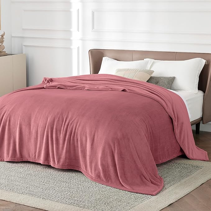 Bedsure GentleSoft Fleece King Size Blankets for Bed Rose Pink - Soft Lightweight Plush Cozy Fuzzy Luxury Microfiber, 108x90 inches
