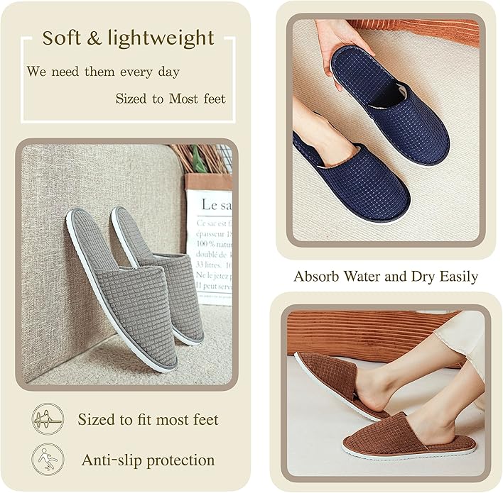 6-10 Pairs Spa Slippers, Non Slip Disposable Slippers For Guest, Washable Reusable, Which Can Be Used As Women Men, House, Indoor, Bathroom, Bedroom, Hotel, Bride Slippers