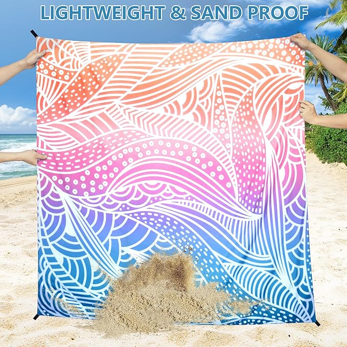 AISPARKY Beach Blanket Waterproof Sandproof Extra Large Beach Mat 79" X 83"/120"x108" for 2-8 Adults Quick Drying Durable Outdoor Picnic Mat for Travel, Camping, Hiking