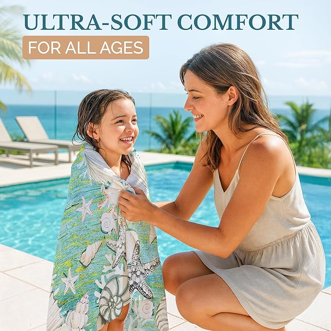 Casa Platino 6 Pack Beach Towels Oversized – Extra Large 71"x32" Quick Dry, Sand Free Microfiber Towels, Lightweight & Soft, Double-Sided Printed Beach Towel with Bag for Travel & Camping – Muara