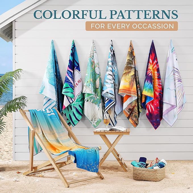 Casa Platino Beach Towels 2 Pack – Extra Large 32"x71" Quick Dry Towel, Lightweight Microfiber Beach Towel for Pool, Camping & Travel – Ideal for Summer, Travel, Poolside & Beach – Sauble