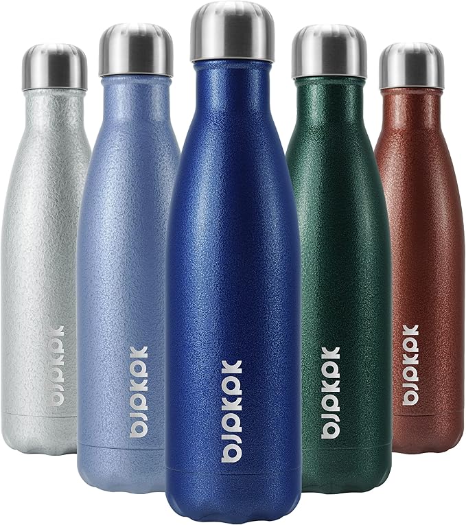 BJPKPK Insulated Water Bottles 17oz, Leak Proof Stainless Steel Water Bottle Keeps Cold for 24 Hours Hot for 12 Hours, BPA Free,Blue