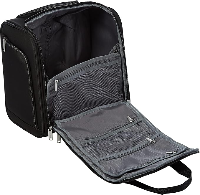 Amazon Basics Underseat Carry On Luggage with Wheels - 14" Rolling Travel Bag, Black