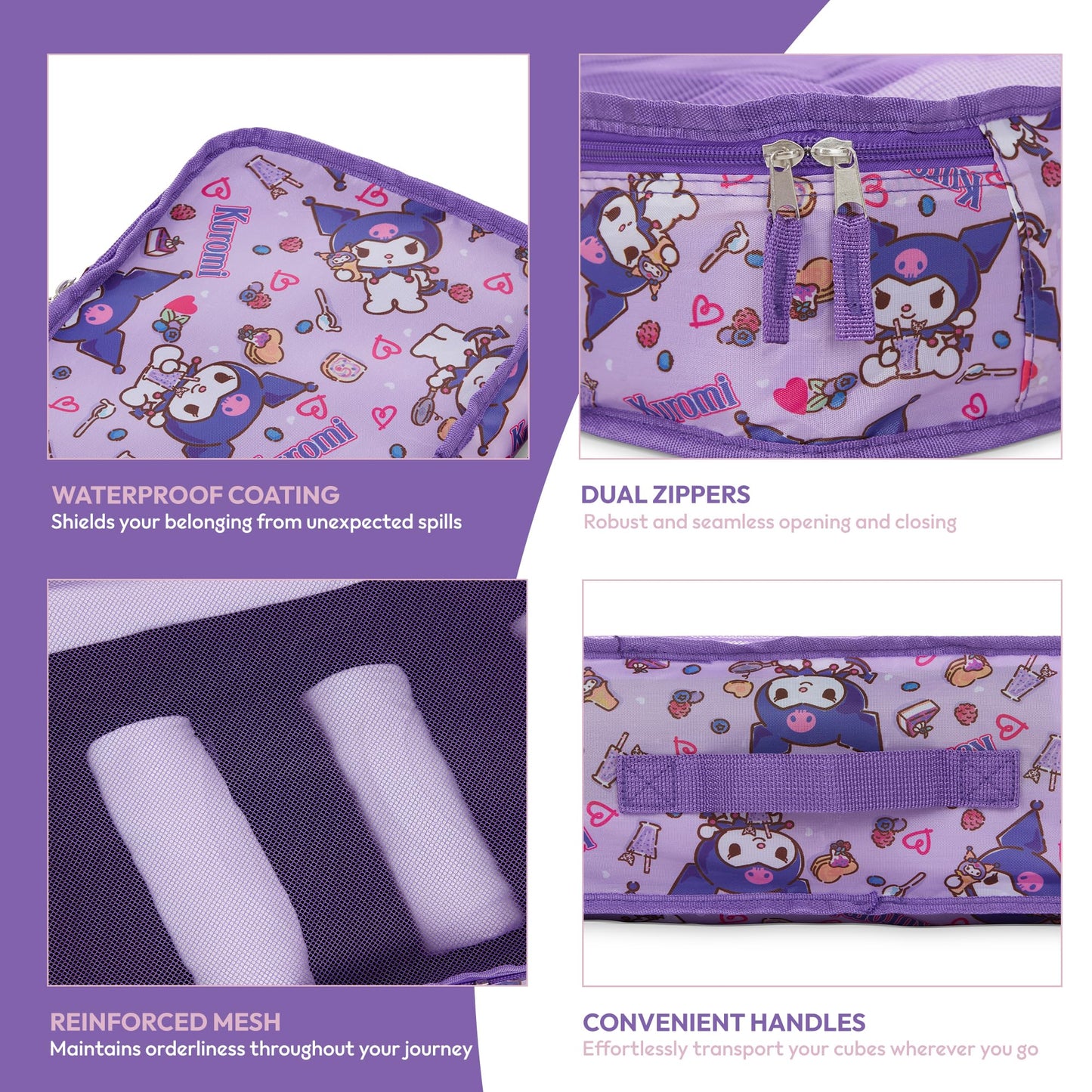 Sanrio's Hello Kitty Packing Cubes - 5 Piece Packing Cube Bags - Travel Essentials - Suitcase Luggage Organizer Set - Hello Kitty and Friends, My Melody, Kerromi, Kerropi, Badtz-Maru (Kerromi)