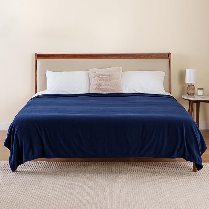 Berkshire Blanket Microfleece Twin Size Bed Blanket Navy,Lightweight Soft Breathable Plush Micro Fleece Blanket for Bed Couch Sofa,60x92 Inches