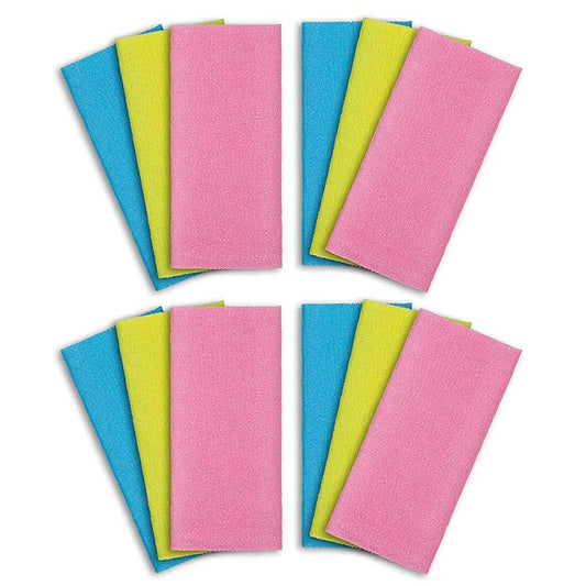 ARCH&M 12-Pack Premium Nylon Exfoliating Towel - 35-Inch Quick-Dry, Hygienic Japanese Washcloth for Body & Back - Durable, Machine Washable, Long-Lasting