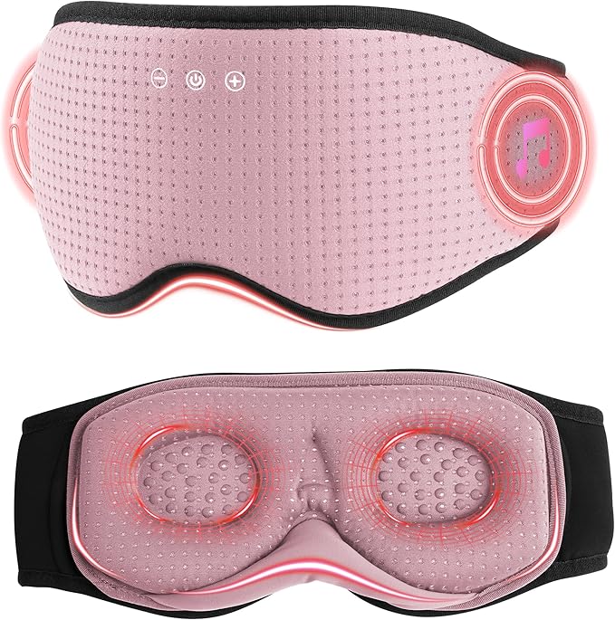 MUSICOZY Sleep Headphones with Bluetooth 5.4 Sleep Mask, Removable 3D Eye Cups for Zero Pressure Comfort, Wireless Bluetooth Eye Mask for Sleeping with Timer