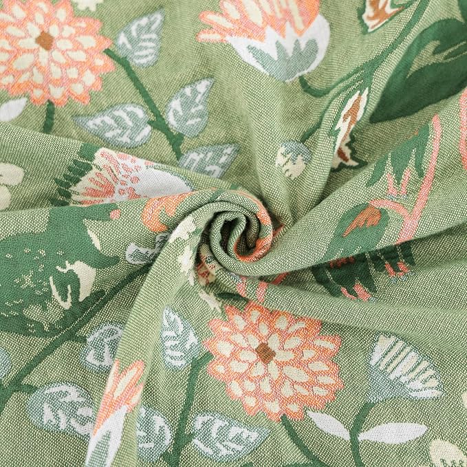 Boho Throw Blanket for Bed 100% Cotton Ultra Soft Rustic Quilt Farmhouse Decor Bed Fall Blankets,All Season Rustic Throw for Sofa Couch Chair (Green World, 80"×90")