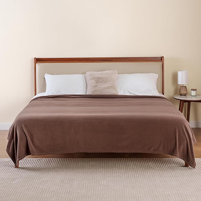 Berkshire Blanket Microfleece Twin Size Bed Blanket Taupe, Lightweight Soft Breathable Plush Micro Fleece Blanket for Bed Couch Sofa, 60x92 Inches
