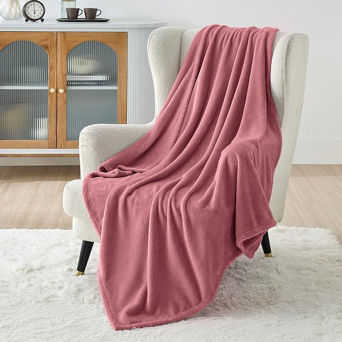 Bedsure GentleSoft Fleece Blankets Twin Size Rose Pink - 300GSM Lightweight Plush Fuzzy Cozy Soft Blanket for Bed, Sofa, Couch, Travel, Camping, 60x80 inches