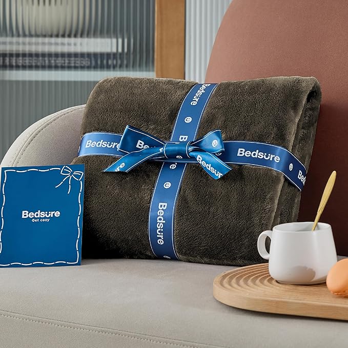 Bedsure GentleSoft Fleece Blanket Twin Size Brown - 300GSM Lightweight Plush Fuzzy Cozy Soft Warm Blanket for Bed, Sofa, Couch, Travel, Camping, 60x80 inches