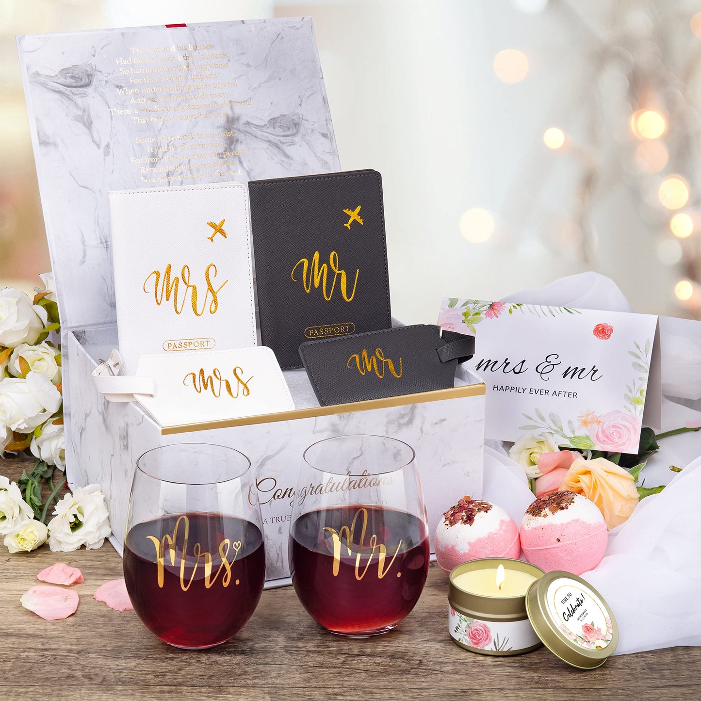 Yorktend Wedding and Engagement Gift for Couples - Valentine's Day, Bride and Groom, Newlywed Mr and Mrs, Honeymoon Essentials, Anniversary, Just Married, Travel