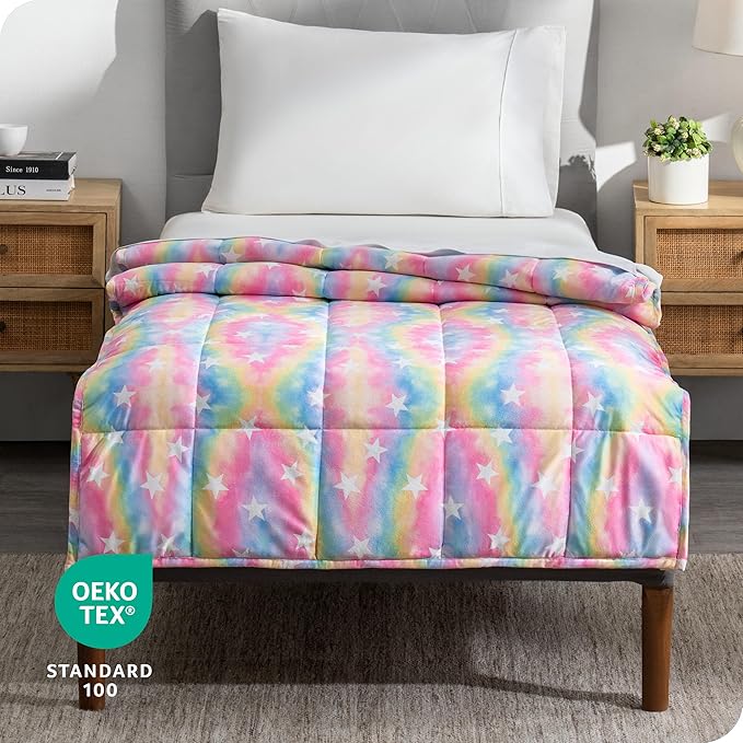 Bare Home Weighted Blanket Twin or Full Size 10lb (40" x 60") - Minky Fleece - Premium Heavy Blanket Nontoxic Glass Beads (Unicorn, 40"x60")