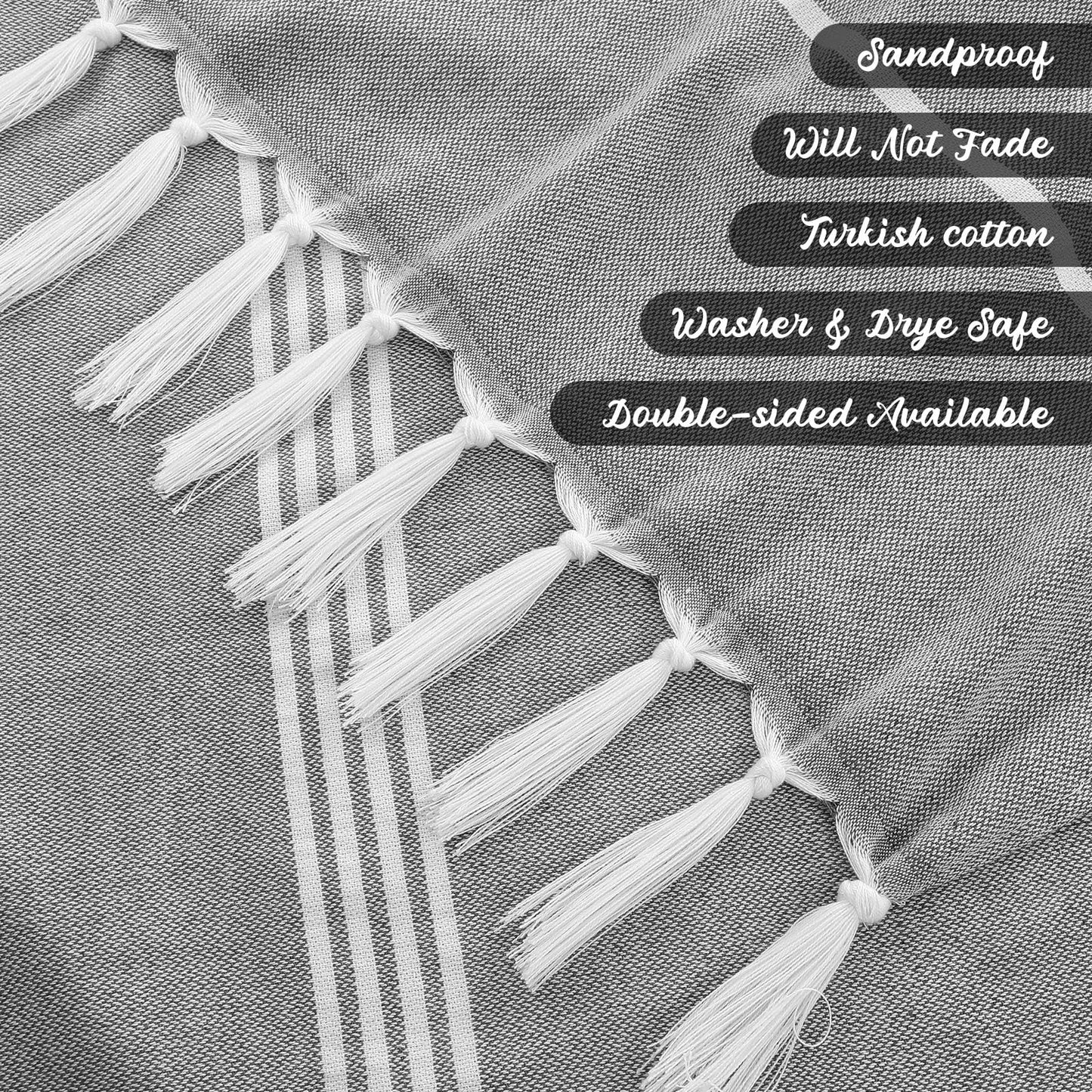 Preboun 2 Pcs Mr and Mrs Turkish Beach Towels Decorative Mr and Mrs Gift Embroidery Stripe Turkish Beach Towels for Honeymoon Newlywed Couple Wedding Gift 71 * 39 inch(Grey, White)