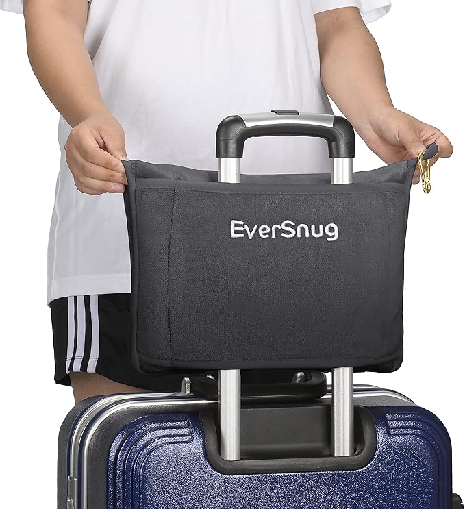 EverSnug Travel Blanket and Pillow - Ultra-Soft, Compact & Lightweight, 65x40 Inches, with Carry Case, Luggage Sleeve & Backpack Clip for Airplane Comfort (Grey)