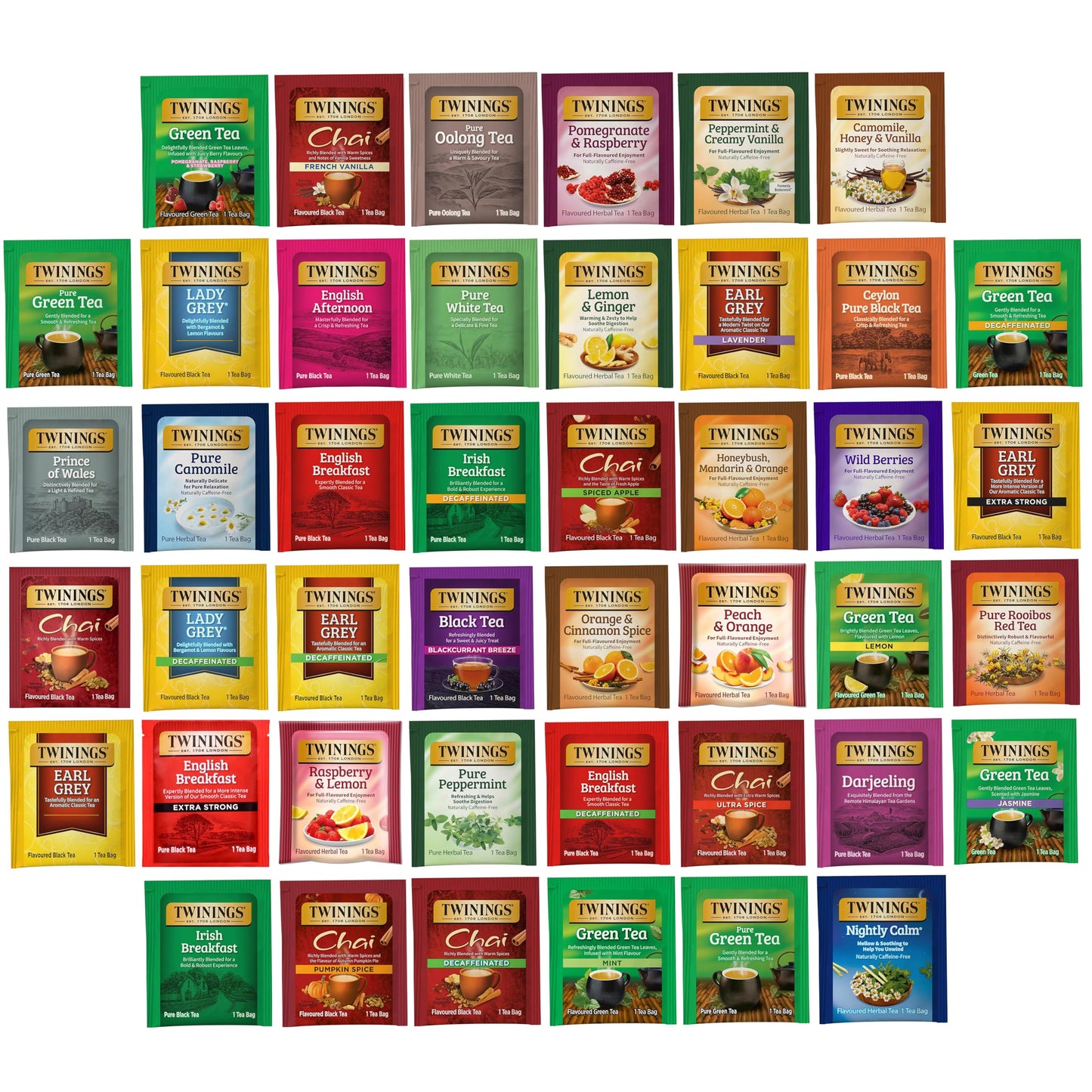 Twinings Tea Bag Sampler Assortment, Variety Pack (44 Count), 44 Unique Flavors for Tea Lovers: Women, Men, Couples, Family, Friends, Coworkers