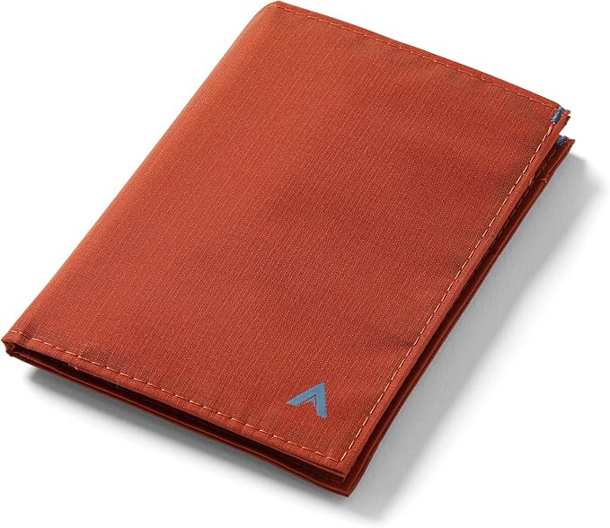Allett Travel Wallet, Potters Clay | Nylon, Thin Bifold, RFID Blocking, Minimalistic, Front Pocket | Holds Up To 10 Cards & Passport | For Men & Women