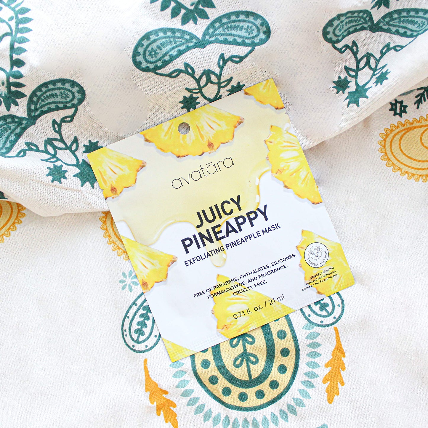 Avatara Juicy Pineappy Exfoliating Facial Mask 15 Sheets, Beauty and Skincare Sheet Masks, Pineapple Extracts and Clean Ingredients for Gently Removing Old Skin Cells for a Refreshed Look, 15 Pack