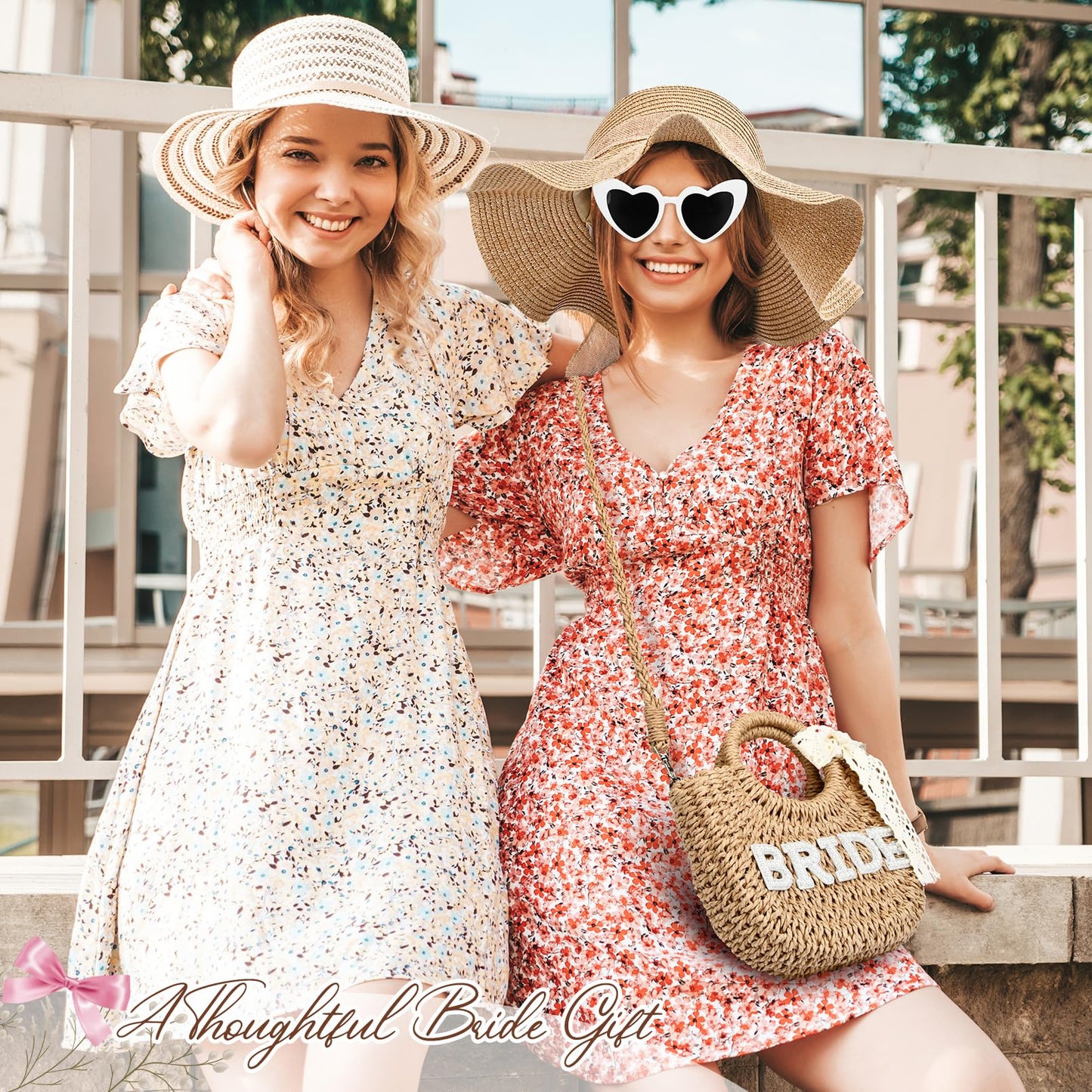 KUIRAN Bride Bag Bride Gift Set Straw Beach Bag Purse Handwoven Tote Bag with Rhinestone Letters Bachelorette Pary Gift Honeymoon Wedding Bridal Shower