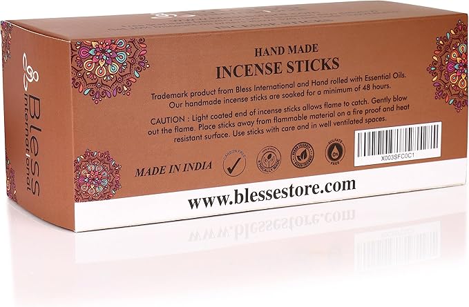 Bless-Coconut 100%-Natural-Handmade-Hand-Dipped-Incense-Sticks Organic-Chemicals-Charcoal-Free Purification-Relaxation-Positivity-Yoga-Meditation Best-Woods-Scent (500 Sticks(26 OZ))