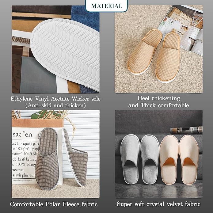 6-10 Pairs Spa Slippers, Non Slip Disposable Slippers For Guest, Washable Reusable, Which Can Be Used As Women Men, House, Indoor, Bathroom, Bedroom, Hotel, Bride Slippers