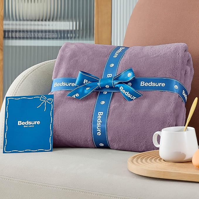 Bedsure GentleSoft Fleece Bed Blankets Queen Size Fog Purple - Soft Lightweight Plush Fuzzy Cozy Luxury Blanket Microfiber, 90x90 inches