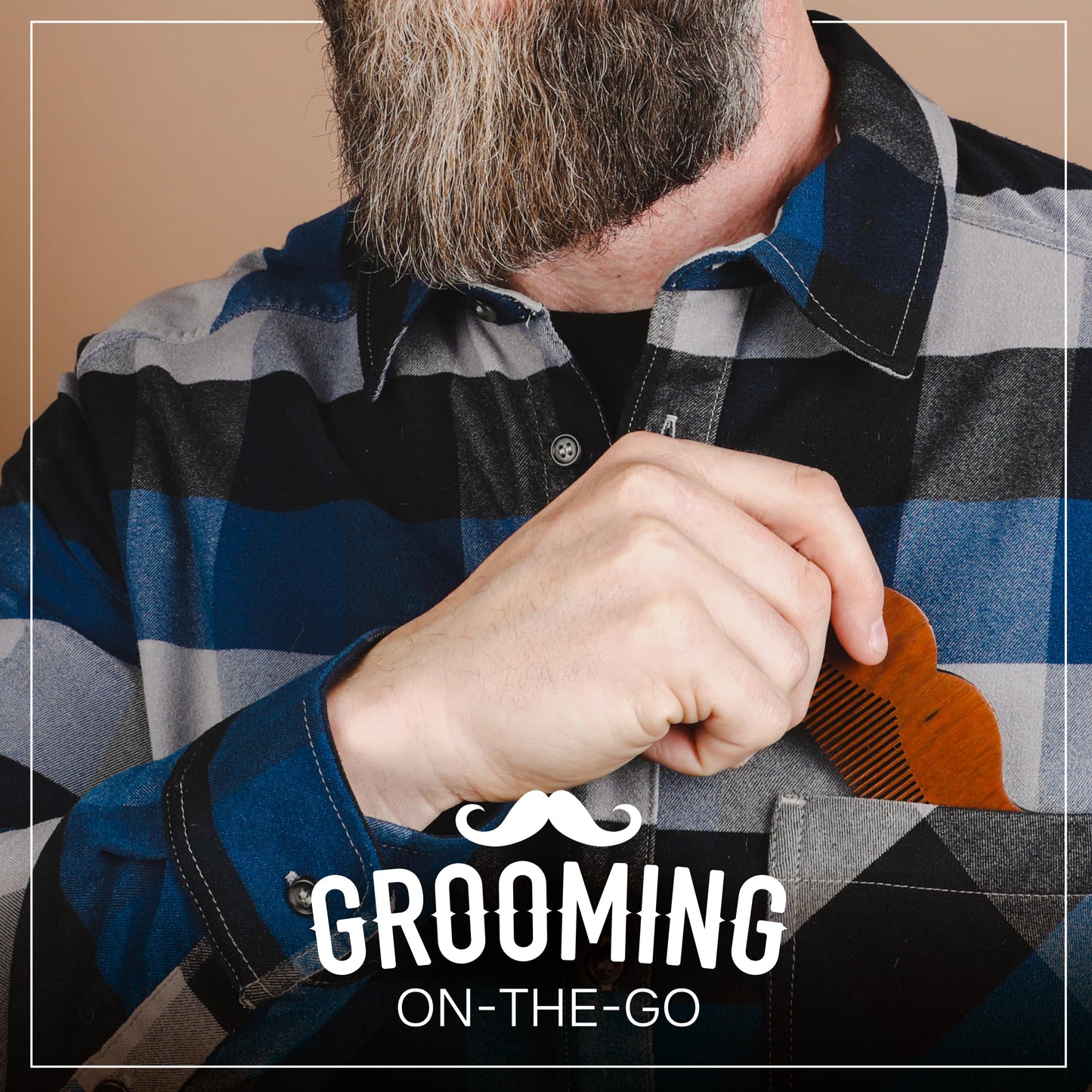 2-Piece Prazoli Mens Sandalwood Mustache, Beard & Hair Comb - Funny, Unique & Cool Gifts Ideas for Husband, Boyfriend, Dad & Man Anniversary | Fine Tooth Hair Care Grooming Set Kit | Mini Small Pocket