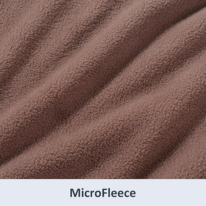 Berkshire Blanket Microfleece Queen Size Bed Blanket Taupe, Lightweight Soft Breathable Plush Micro Fleece Blanket for Bed Couch Sofa, 90x90 Inches