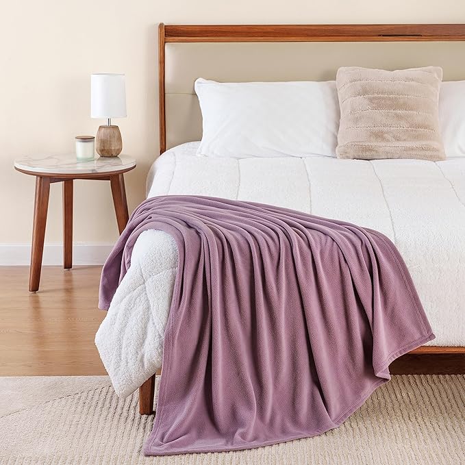 Berkshire Blanket Microfleece Throw Size Bed Throw Blanket Lavender Purple, Lightweight Soft Breathable Plush Micro Fleece Throw Blanket for Travel, Bed and Couch, 50x60 Inches
