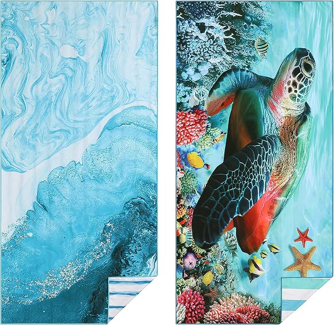 Casa Platino Beach Towels 2 Pack – Extra Large 32"x71" Quick Dry Towel, Lightweight Microfiber Beach Towel for Pool, Camping & Travel – Ideal for Summer, Travel, Poolside & Beach – Sauble