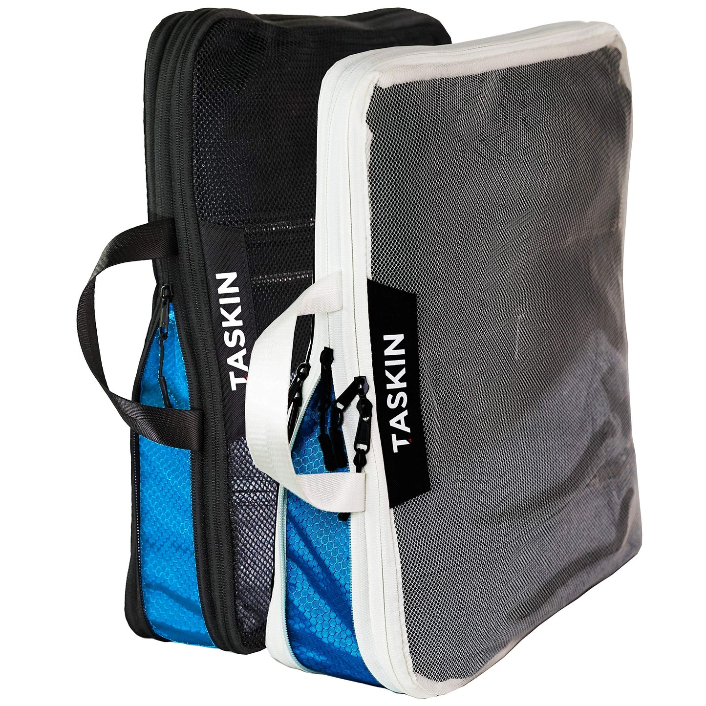 Taskin Compression Packing Cubes | Separate Clean & Dirty Compartments w/Flexible Separator | YKK Zippers | | Set of 2 (2XL)