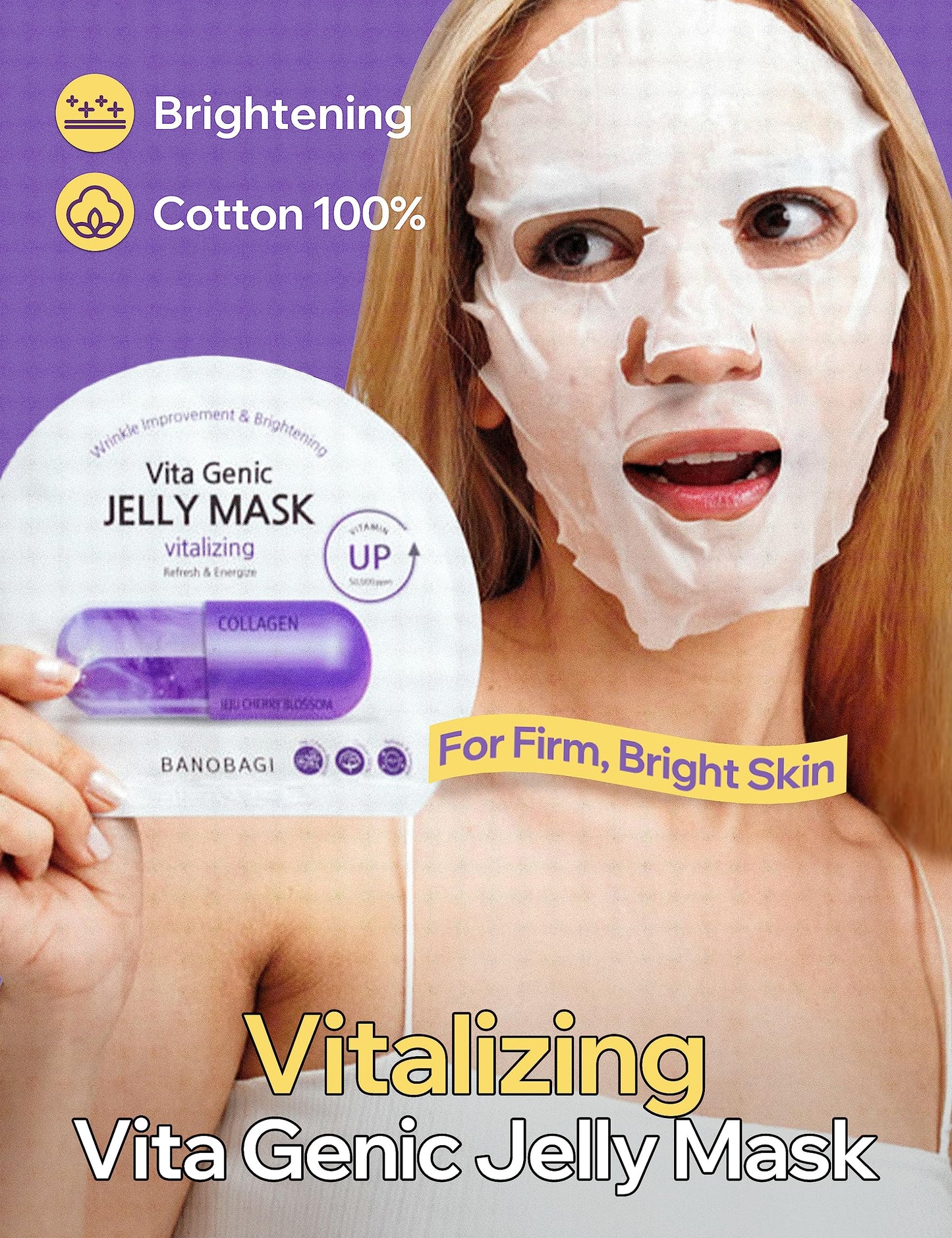 BANOBAGI Vita Genic Jelly Vitalizing Face Masks Beauty w/Essence & 11 Vitamin Complex | Korean Face Mask Skin Care Sheet | Moisturizing Face Mask Facial Care for All Skin Types (1.8 fl oz, 10 Sheets)