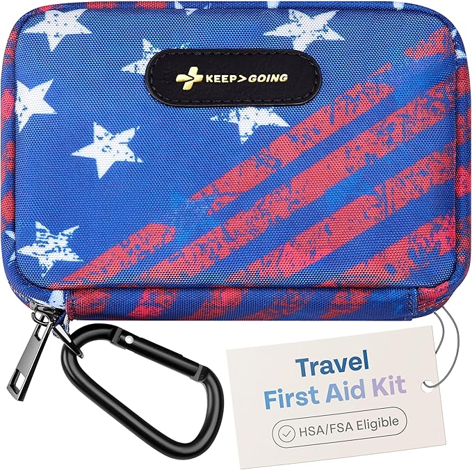 KeepGoing Travel First Aid Kit for Car, Home, Hiking, Camping and Outdoor Emergencies - First Aid Kit Travel Size TSA-Approved