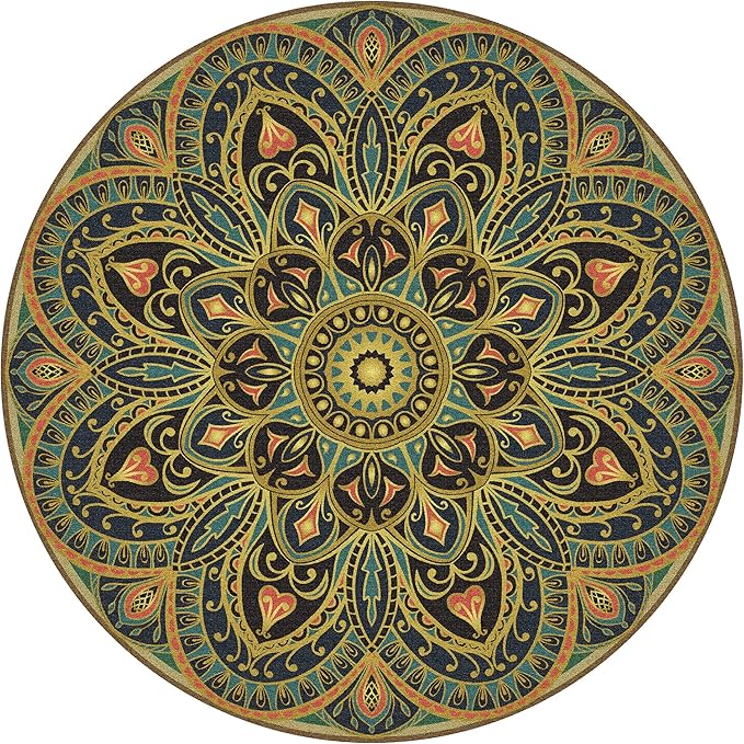 Knsbk Large Round Yoga Mat 4.6'X3.5mm for Exercise Premium Extra Thick, Ultra Comfortable, Non Slip, Meditation Mat