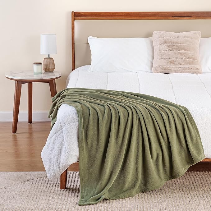 Berkshire Blanket Microfleece Throw Size Bed Throw Blanket Dark Sage Green,Lightweight Soft Breathable Plush Micro Fleece Throw Blanket for Travel,Bed and Couch,50x60 Inches