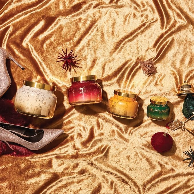 Capri Blue Glimmer Jar Candles - Luxury Holiday Scented Candles for Home - Long Lasting Soy Wax Blend - Scented Holiday & Home Decor - Crystal Pine Signature Jar (19 oz)