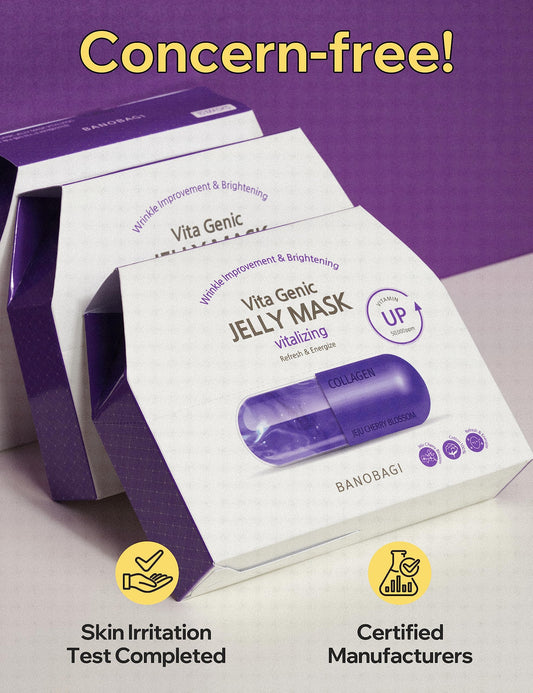BANOBAGI Vita Genic Jelly Vitalizing Face Masks Beauty w/Essence & 11 Vitamin Complex | Korean Face Mask Skin Care Sheet | Moisturizing Face Mask Facial Care for All Skin Types (1.8 fl oz, 10 Sheets)