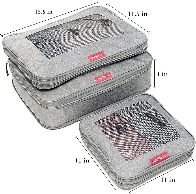 Compression Packing Cubes for Travel Organizers with Double Zipper, LeanTravel
