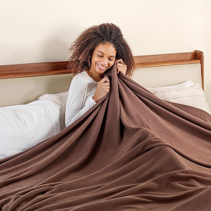 Berkshire Blanket Microfleece Twin Size Bed Blanket Taupe, Lightweight Soft Breathable Plush Micro Fleece Blanket for Bed Couch Sofa, 60x92 Inches